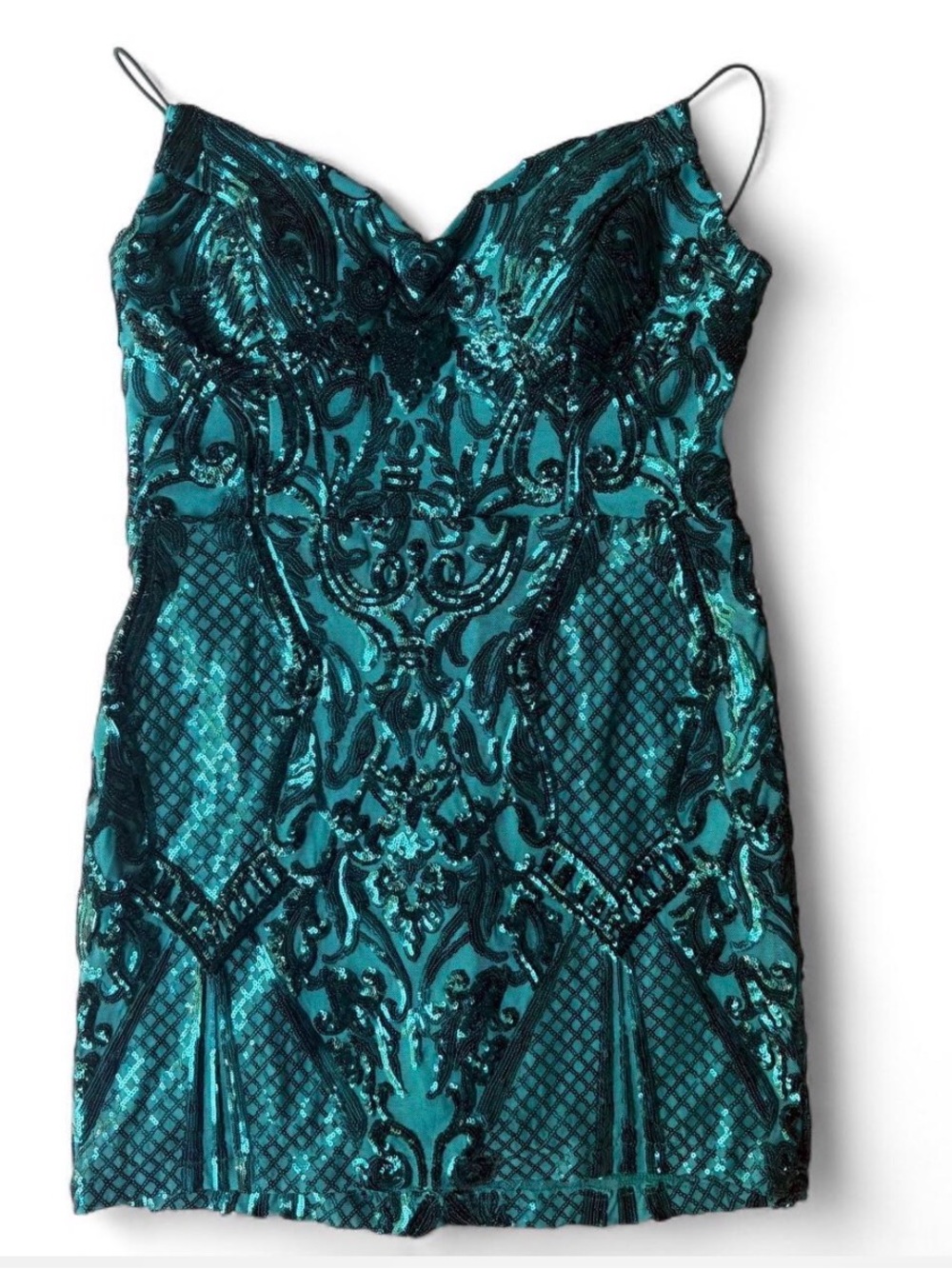 B. Smart Emerald Green Sequin Mini Dress - Size 15